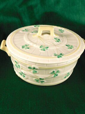 Belleek Shamrock Butter Tub and Lid # 28013
